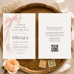 Invitación Todo en Uno Dulce Niña Cumpleaños Baby Shower