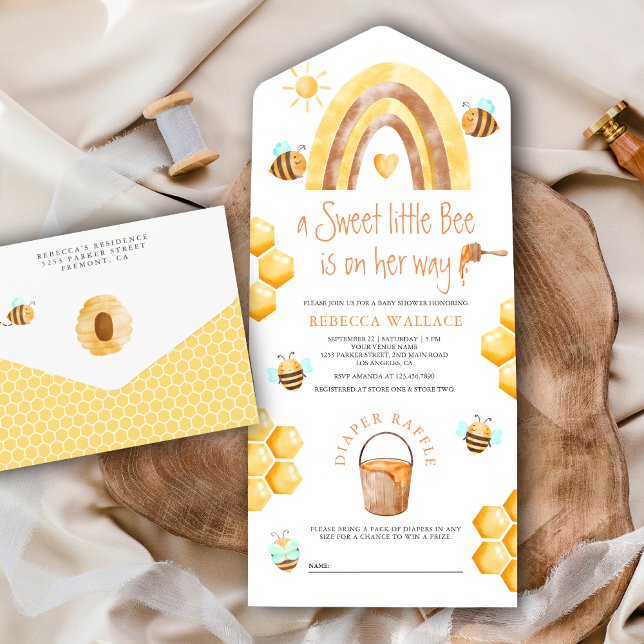 Invitación Todo En Uno Dulce y Rústica Fiesta de Bebé Boho Arcoíris Abeji (Subido por el creador)