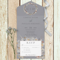Duste Blue Vintage Romántico Cena de Flor Silvestr