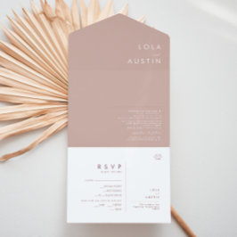 Invitación Todo En Uno Dusty Boho | Sello Rosa y púrpura y enviar todo