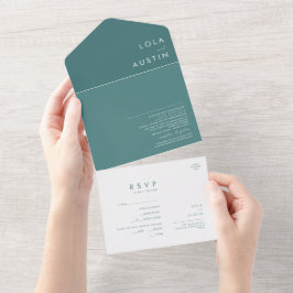 Invitación Todo En Uno Dusty Boho | Sello verde y envío
