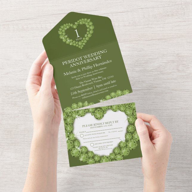 Invitación Todo En Uno Ecologia verde del primer aniversario del boda per (desgarro)
