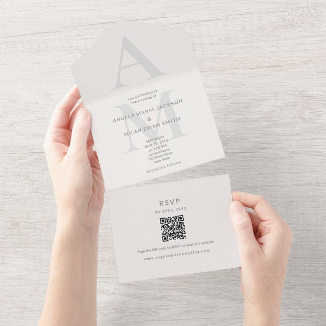 Invitación Todo En Uno Edición Inicial de Boda (desgarro)