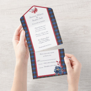 Invitación Todo En Uno Edinburgh Original Scottish Tartán