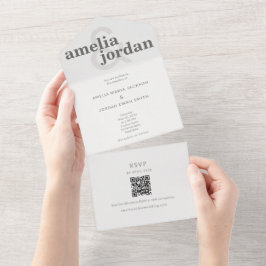 Invitación Todo En Uno Editorial Typography All-In-One Wedding Invitation