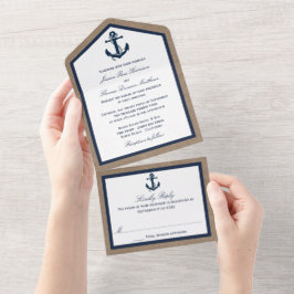 Invitación Todo En Uno El Ancla De La Marina En La Colección De Bodas De 