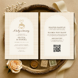 Invitación Todo en Uno El Bebé Está Preparando Regalo de Cump