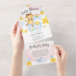 Invitación Todo En Uno El bebé Giraffe Baby Shower todo en una sola invit