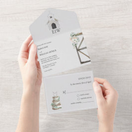 Invitación Todo En Uno El Boda clásico de la iglesia en una sola invitaci