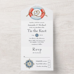 Invitación Todo En Uno El Boda del nudo atado náutico