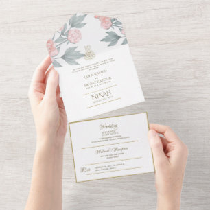 Invitación Todo En Uno El BODA islámico NIKAH WALLIMAH Flores Todo En Uno