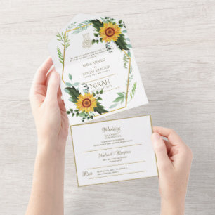 Invitación Todo En Uno El BODA islámico NIKAH WALLIMAH Flores Todo En Uno
