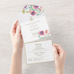 Invitación Todo En Uno El BODA islámico NIKAH WALLIMAH Flores Todo En Uno