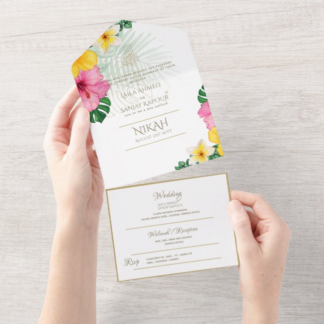 Invitación Todo En Uno El BODA islámico NIKAH WALLIMAH todas las hojas tr (desgarro)