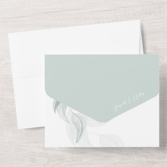 Invitación Todo En Uno El Boho Eucaliptus Romántico En El Arte De Las Acu (Reverso )