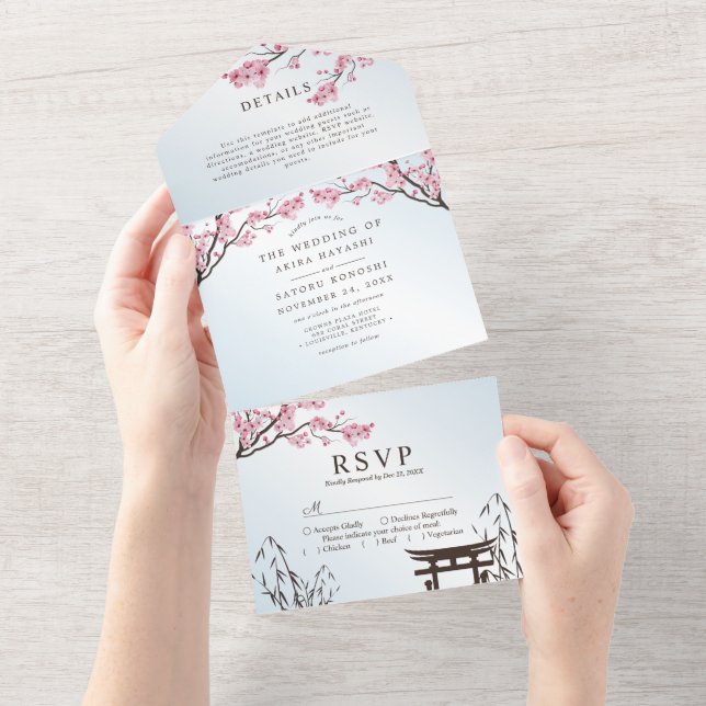 Invitación Todo En Uno El cerezo japonés sakura Boda asiático todo lo que (desgarro)