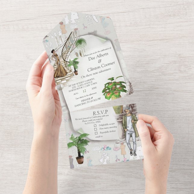 Invitación Todo En Uno El diseñador de moda (desgarro)