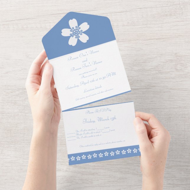 Invitación Todo En Uno El encantador Sakura en Periwinkle (desgarro)