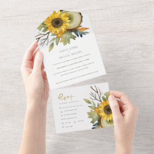 INVITACIÓN TODO EN UNO EL OTOÑO DEJA BODA DE FLORALES DE LOG DE MADERA SU