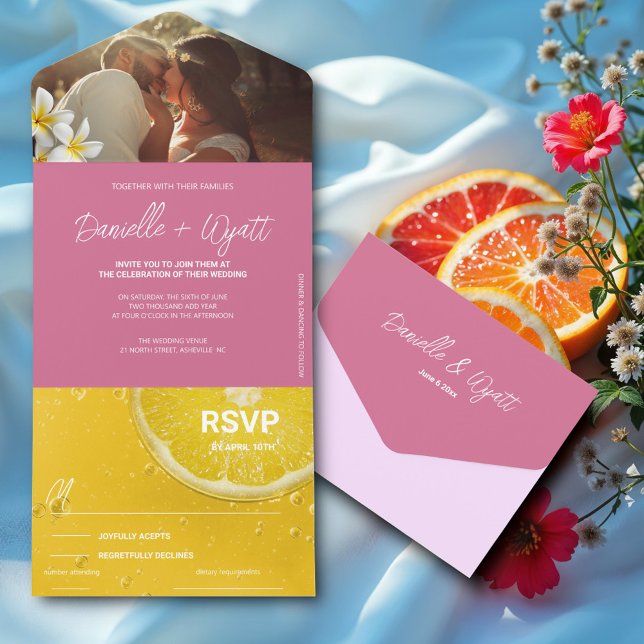 Invitación Todo En Uno El verano italiano moderno, todo en una sola boda (Subido por el creador)
