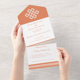 Invitación Todo En Uno Elegancia china en coral