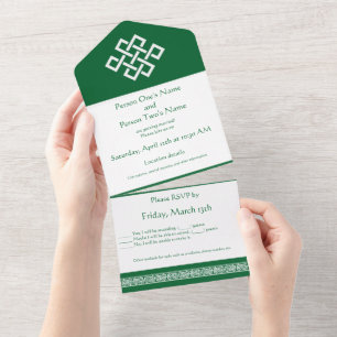 Invitación Todo En Uno Elegancia China en Verde