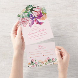 Invitación Todo En Uno Elegancia de Boda de Jardín de Flores Silvestres M