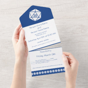 Invitación Todo En Uno Elegancia de Mesa en Azul