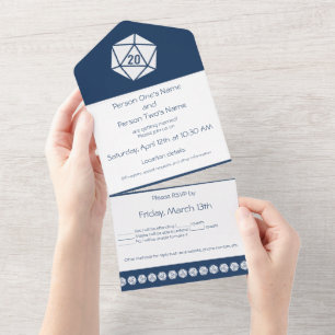 Invitación Todo En Uno Elegancia de Mesa en Azul Marino