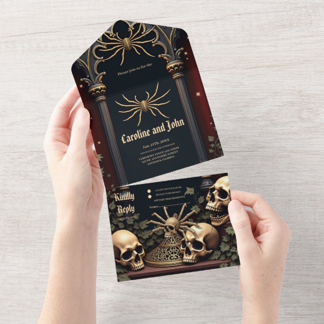 Invitación Todo En Uno Elegancia gótica oscura. Impresionante arco (desgarro)