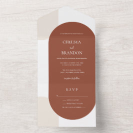 Invitación Todo En Uno Elegancia Simple Arcos de Terracota Bohemios para 