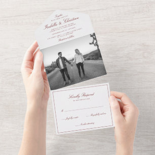 Invitación Todo En Uno Elegancia simple Boda fotográfico todo en una sola