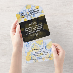 Invitación Todo En Uno Elegant 18th Porcelain Wedding Anniversary