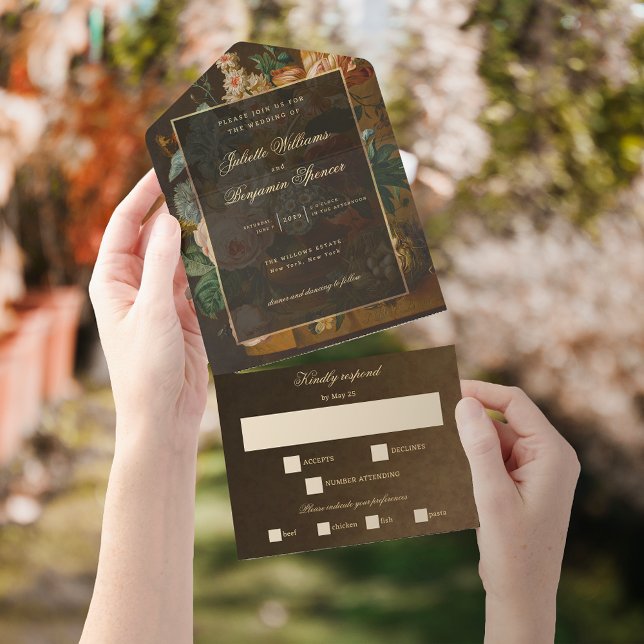 Invitación Todo En Uno Elegant Fine Art Floral Still Life Wedding (Subido por el creador)