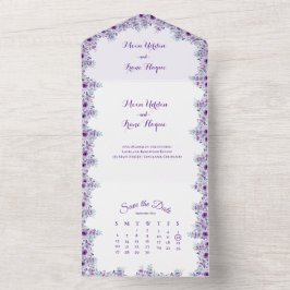 Invitación Todo En Uno Elegant purple flower 