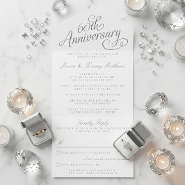 Invitación Todo En Uno Elegant Script 60th Diamond Wedding Anniversary