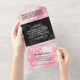 Invitación Todo En Uno Elegante 2º Aniversario de Boda de Cuarzo Rosa