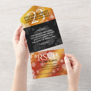 Invitación Todo En Uno Elegante 23° Aniversario del Boda Imperial Topaz