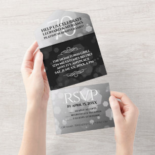 Invitación Todo En Uno Elegante 70º Aniversario de Bodas de Platino