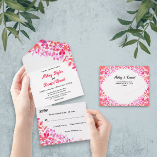 Invitación Todo En Uno Elegante acuarela Boda de floral húmedo botánico