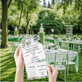 Invitación Todo En Uno Elegante acuarela Boda de hojas verdes