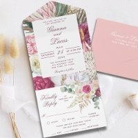 Elegante acuarela Boho Floral Country Wedding