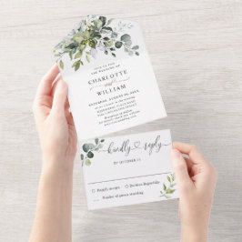Invitación Todo En Uno Elegante acuarela Eucalyptus Greenery Boda