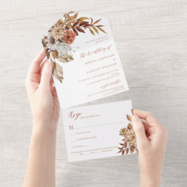 Invitación Todo En Uno Elegante acuarela Floral Terracotta