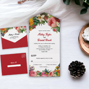 Invitación Todo En Uno Elegante acuarela Jardín Botánico Boda Floral