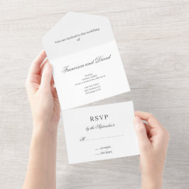 Invitación Todo En Uno Elegante Al Blanco En Una Invitación RSVP
