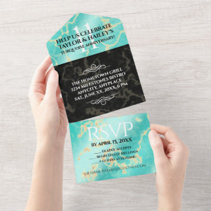 Invitación Todo En Uno Elegante aniversario de bodas número 11 de turques
