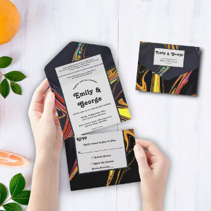 Invitación Todo En Uno Elegante artista Resumen Boda de Moda minimalista 