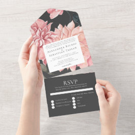 Invitación Todo En Uno Elegante Boda acuarela floral