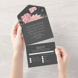 Invitación Todo En Uno Elegante Boda acuarela floral